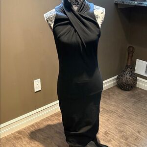 Away Black Sleeveless Twist-Neck Midi Dress